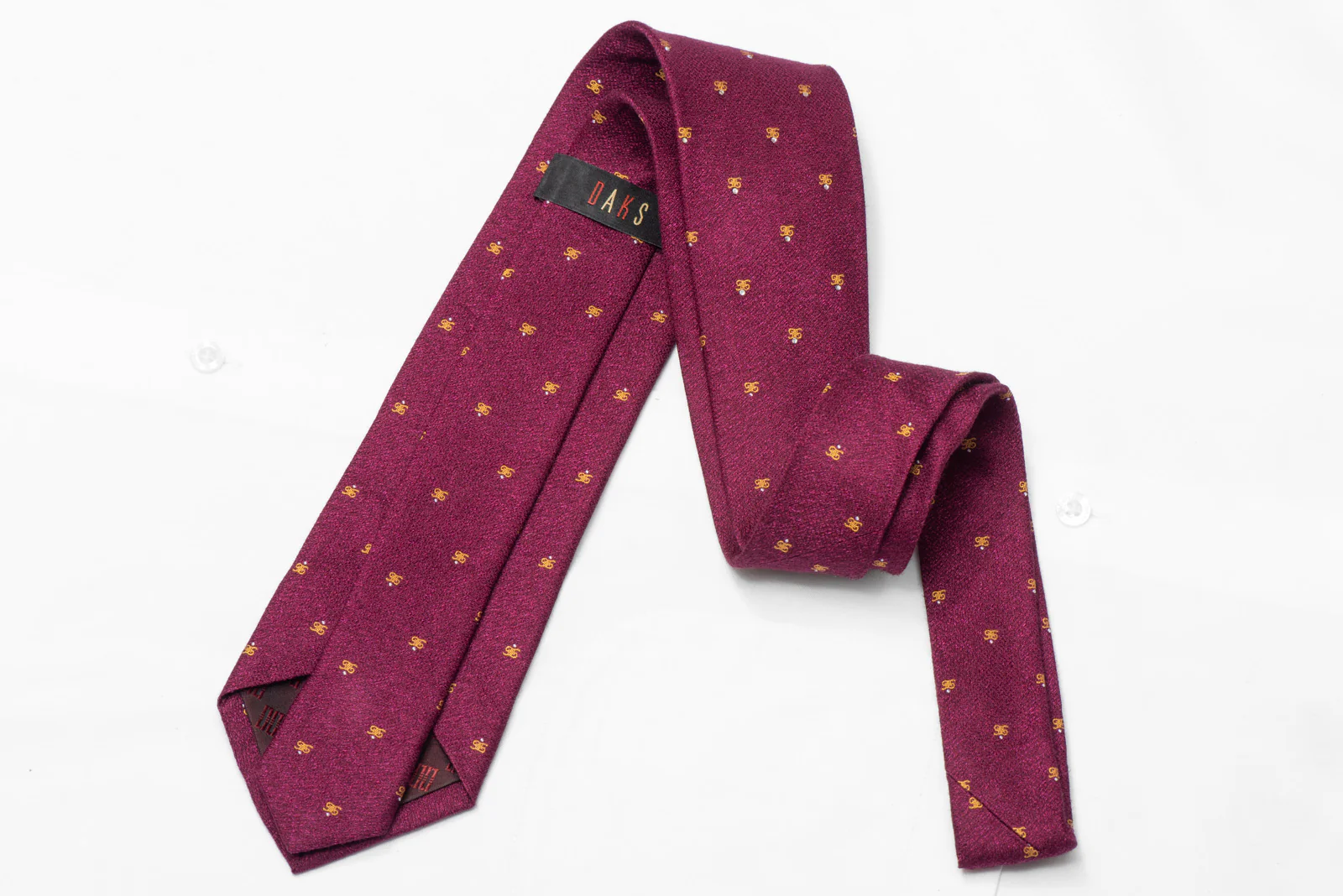 Gold Monogram On Burgundy Rhinestone Silk Necktie - Image 3