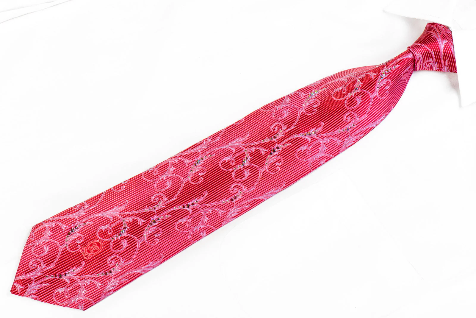 Guy Laroche Rhinestone Necktie Acanthus On Pink - Image 3