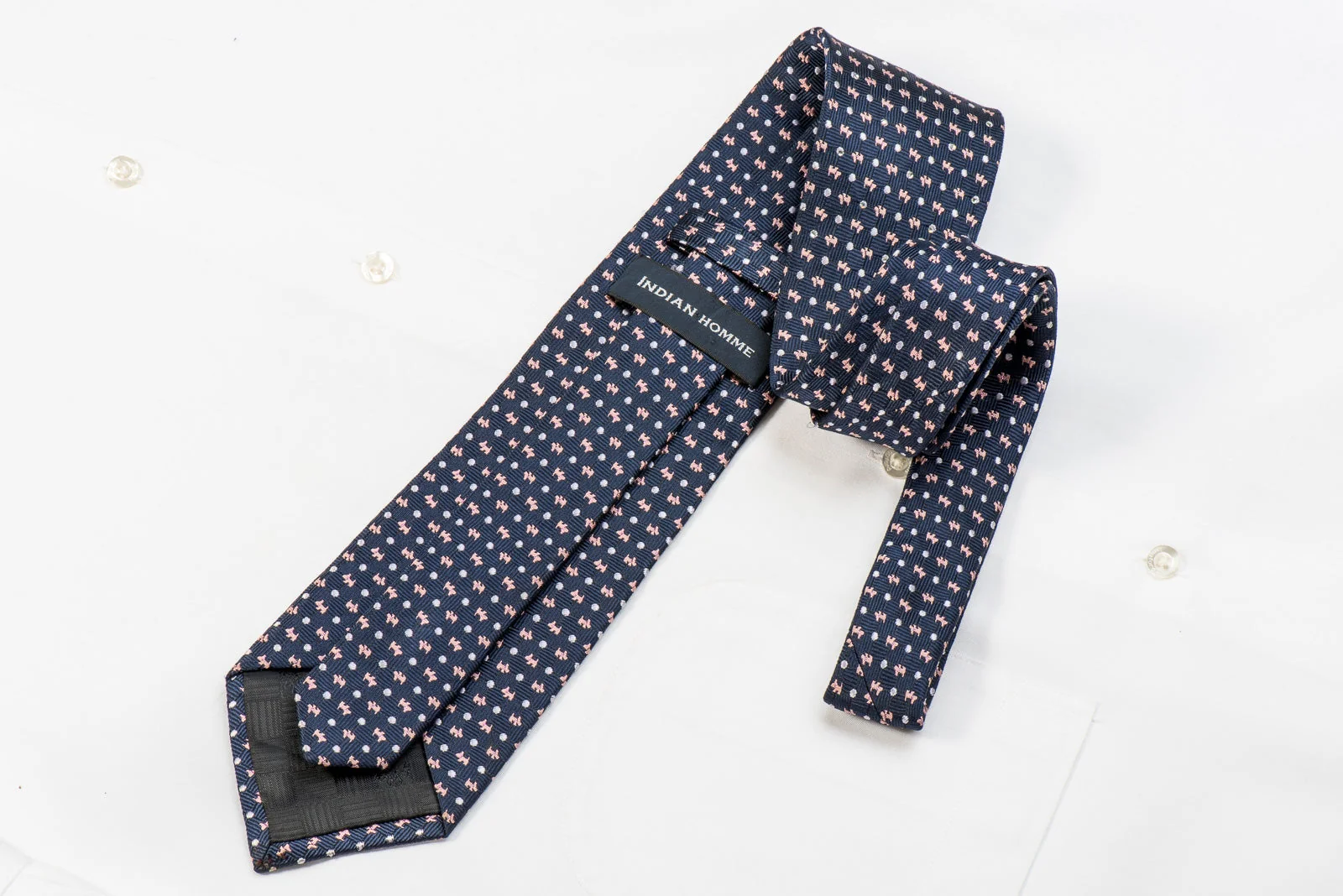 Indian Homme Men's Crystal Silk Necktie Scottie Dogs On Blue With Sparkles - Image 4