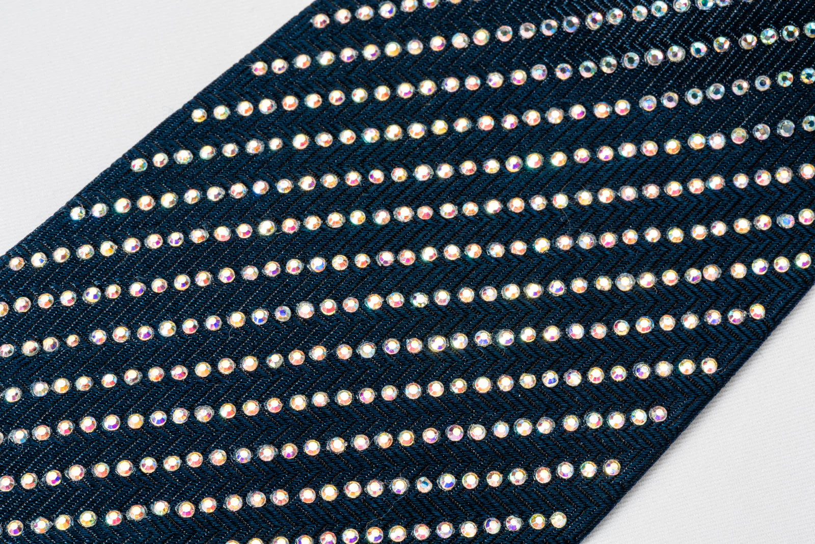 Lalanta Silk Rhinestone Tie Striped Rhinestones On Dark Blue - Image 3