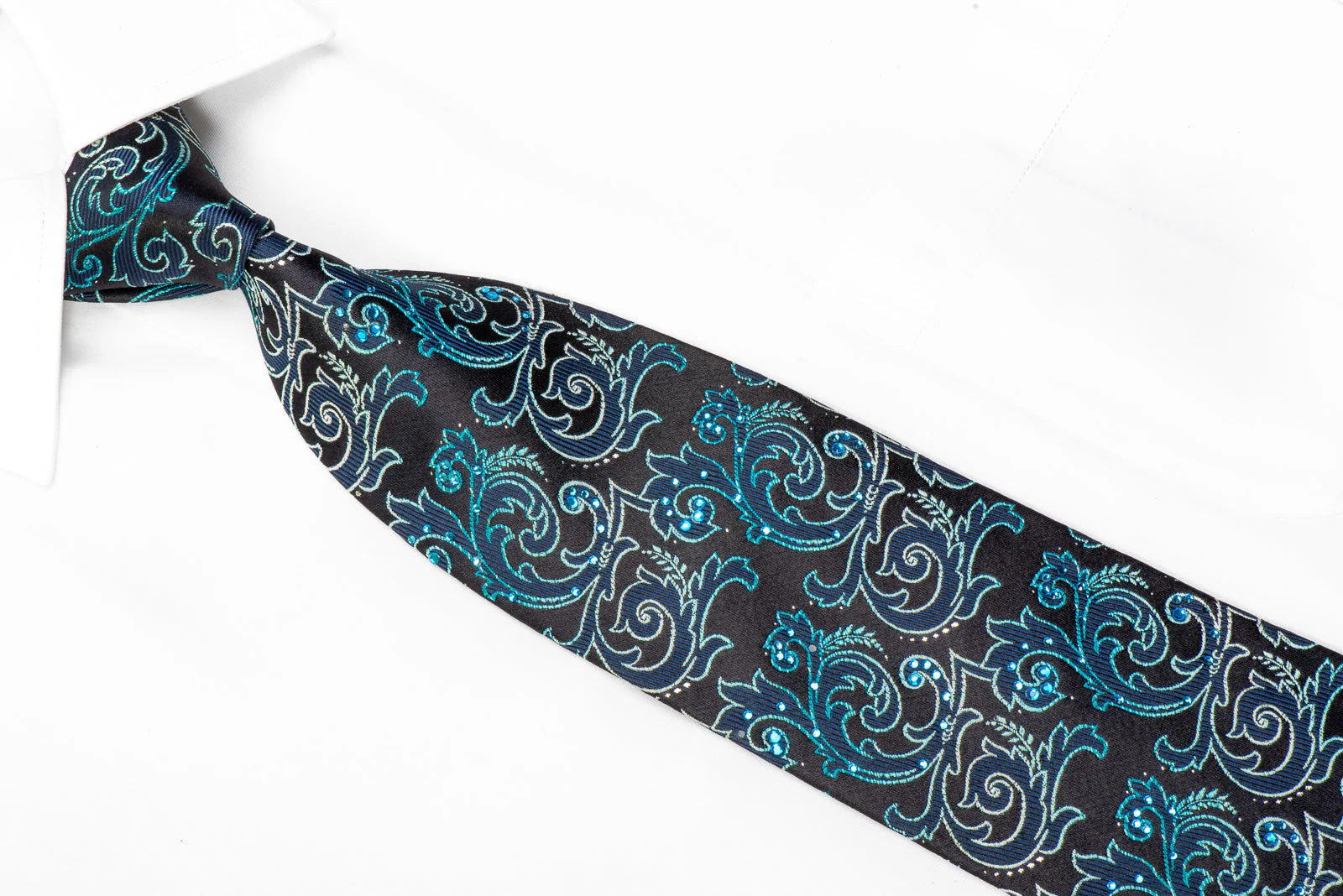 Lancetti Rhinestone Tie Acanthus On Navy With Sparkles - Image 2