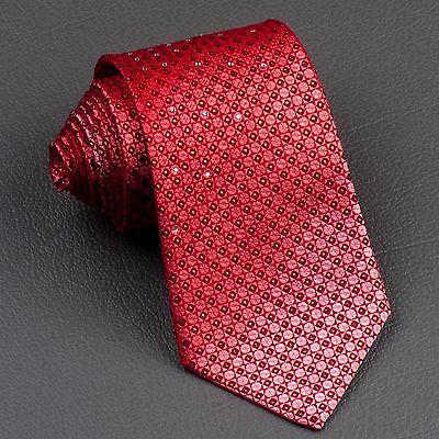 Lancetti Silk Neck Tie Red Checked With Silver Sparkles & Rhinestones 3 1/4 Inch - Image 2
