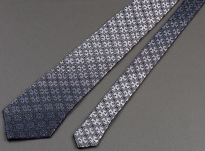 Lancetti Silk Neck Tie Silver Black Quatrefoil Pink Sparkles With Rhinestones - Image 7