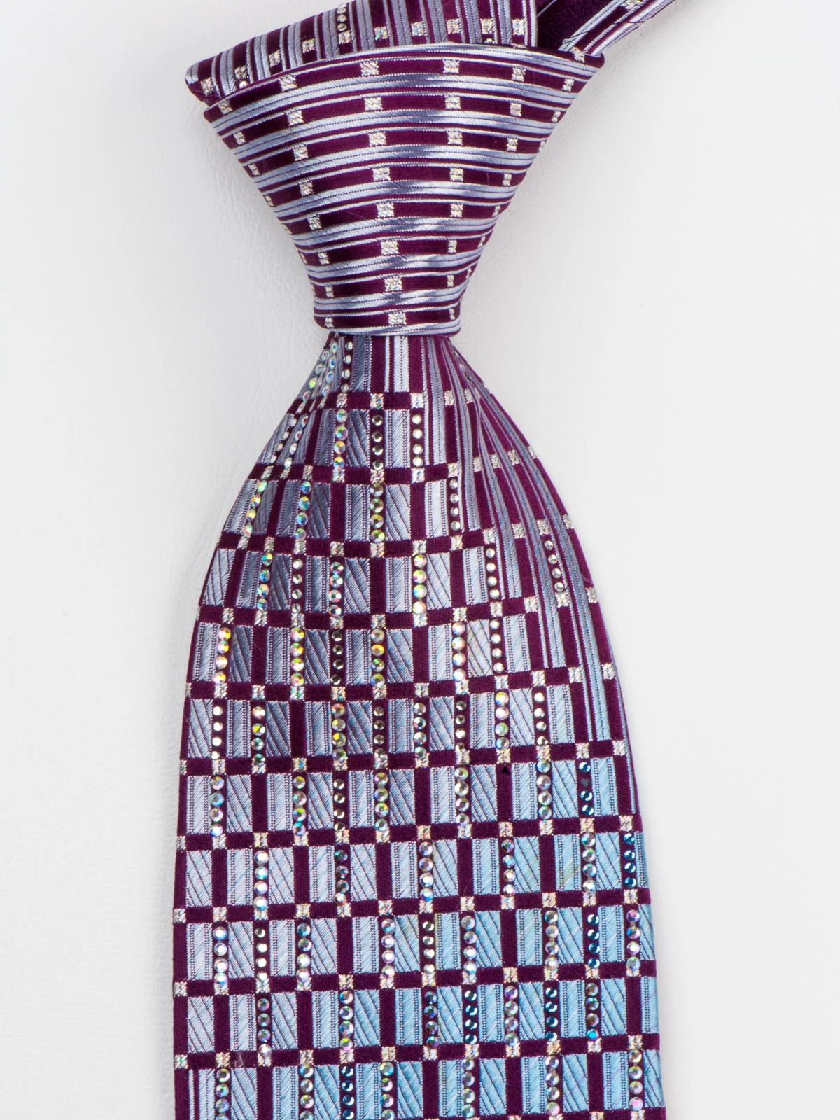 Louis Quatorze Silver Geometric Design Om Purple With Rhinestones - Image 8