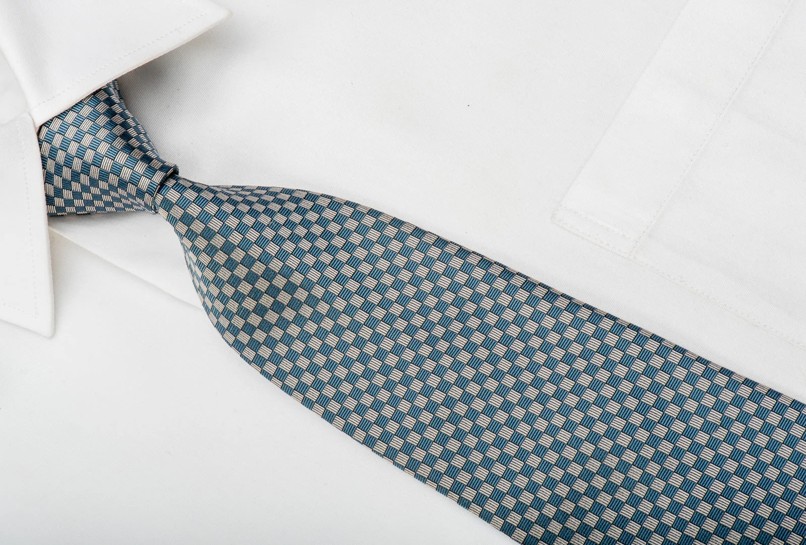 Louis Vuitton Silk Necktie Checker In Blue Gray - Image 6