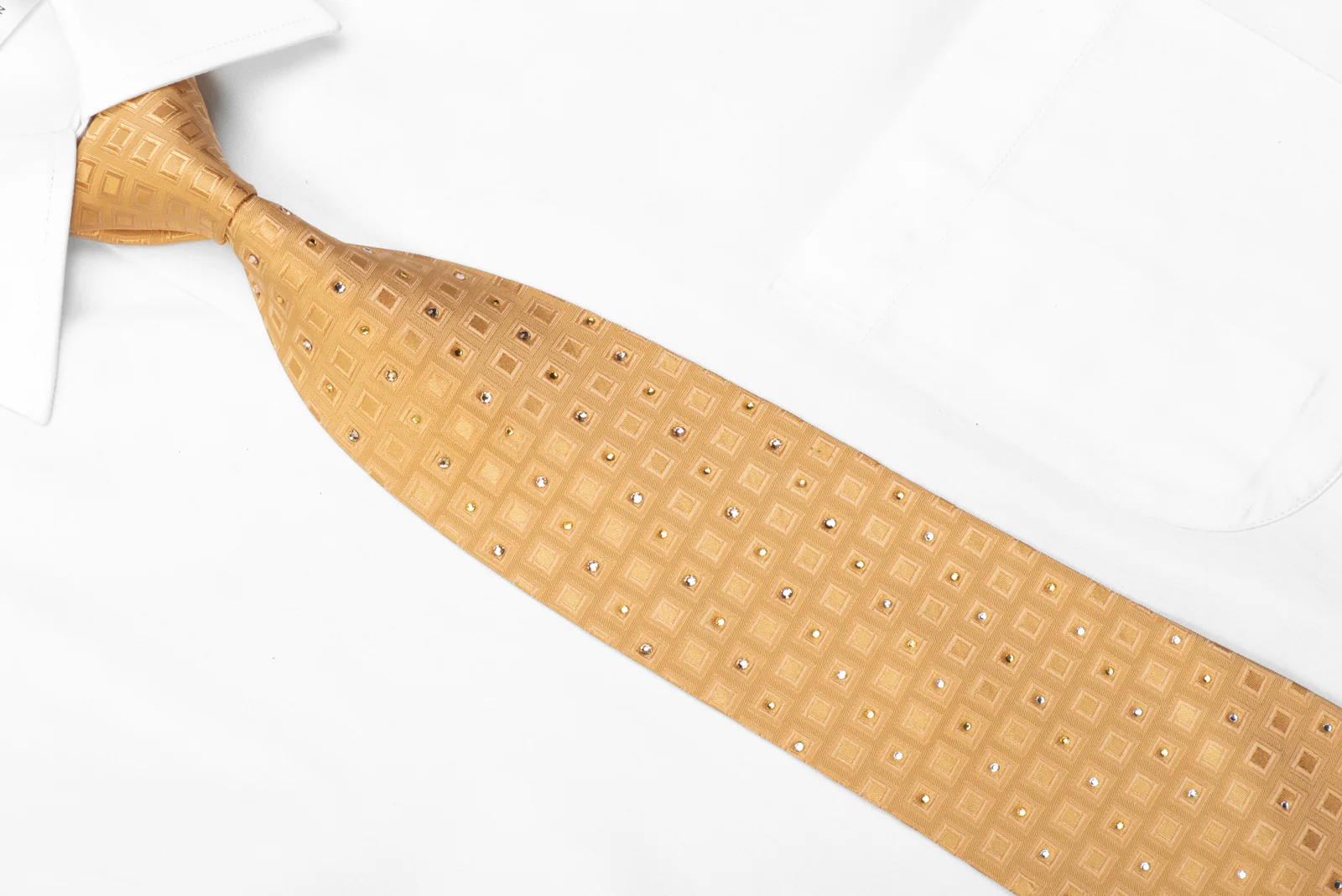 Masculin Rhinestone Tie Squares On Gold Silk - Image 2