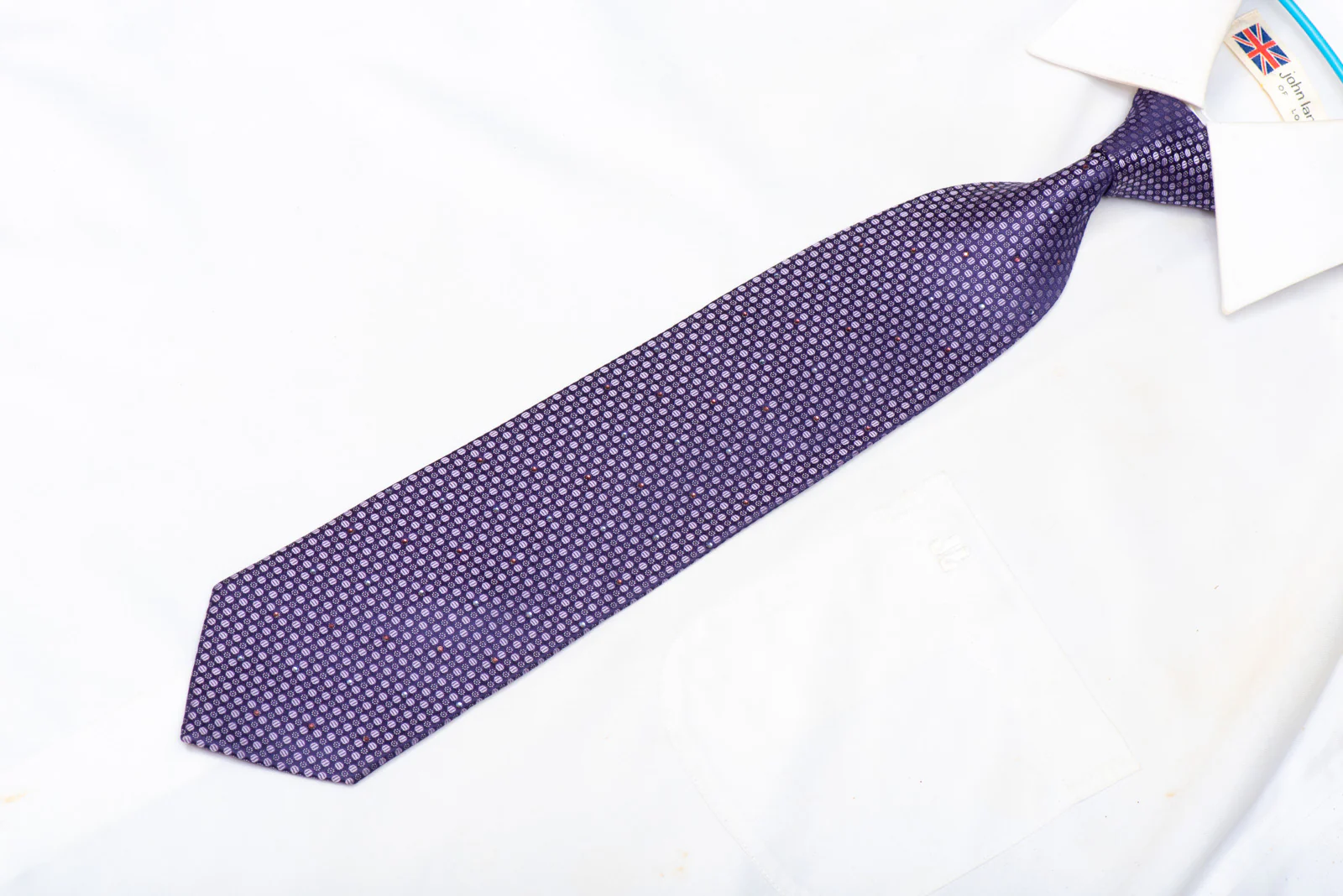 Mauve Geometric On Purple Rhinestone Silk Necktie - Image 2