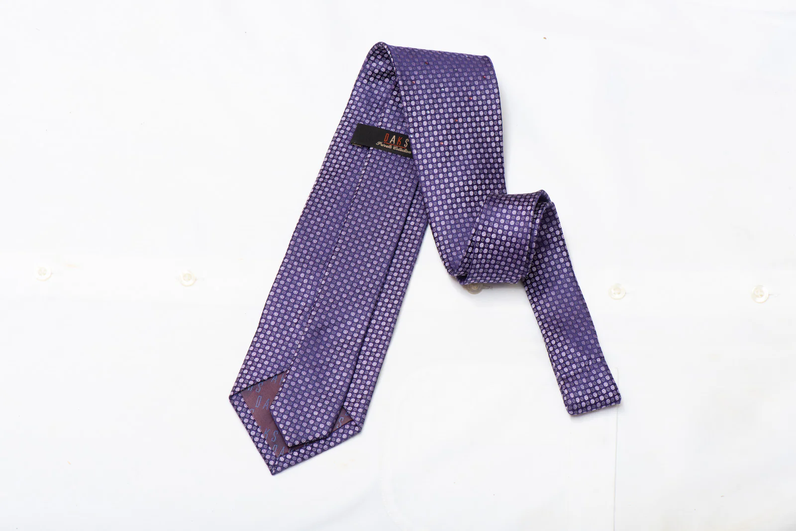 Mauve Geometric On Purple Rhinestone Silk Necktie - Image 3