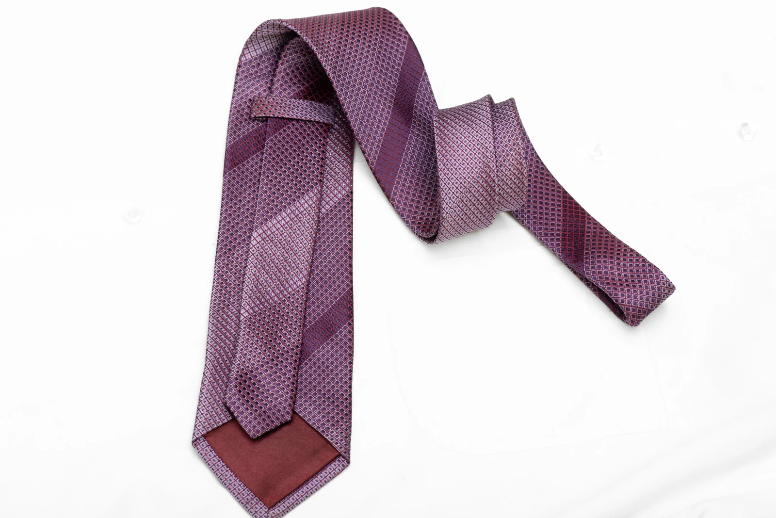 Mauve Striped Design On Purple Rhinestone Tie With Silver Sparkles - Image 4
