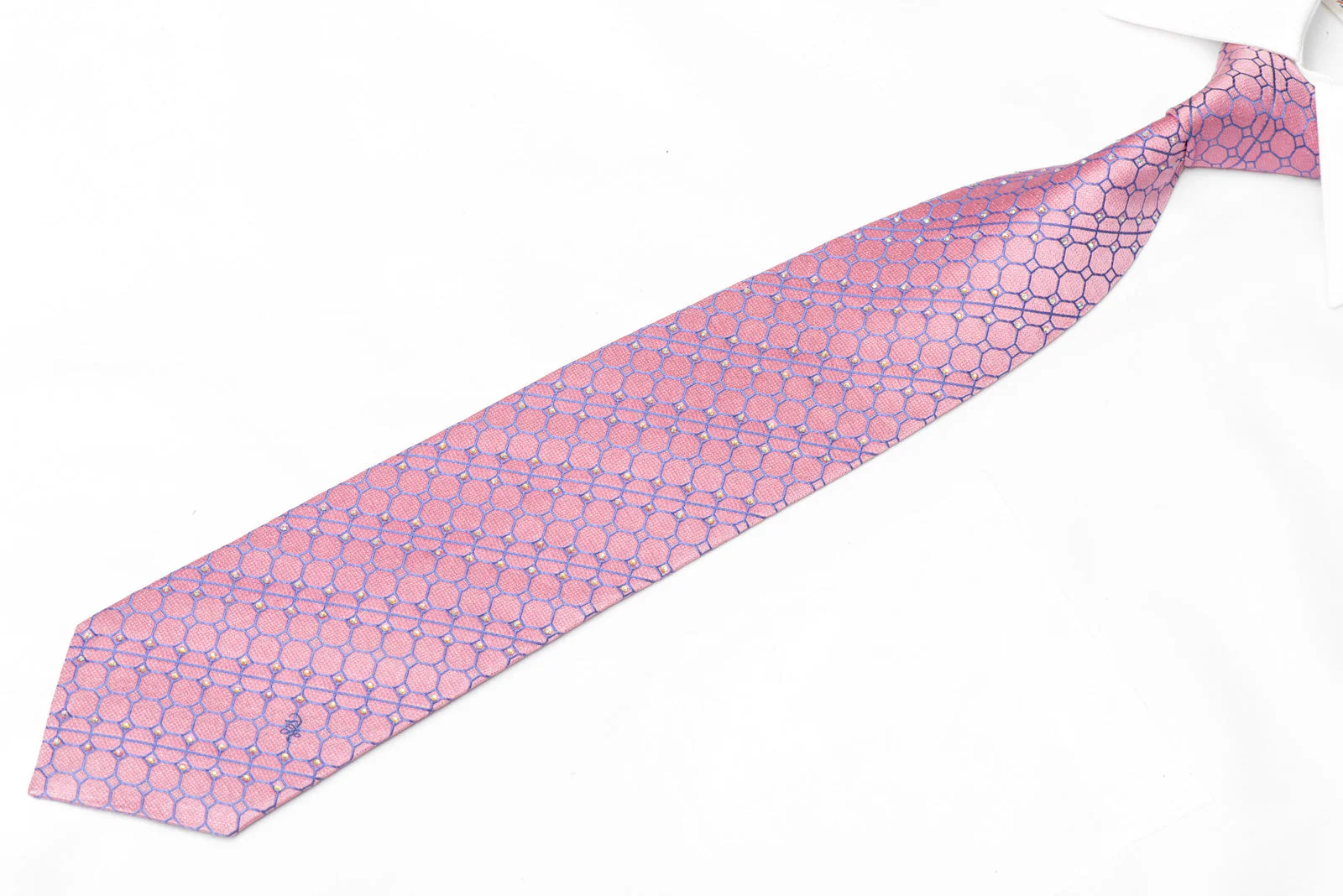Mauve Trellis On Pink Rhinestone Tie With SIlver Sparkles - Image 2