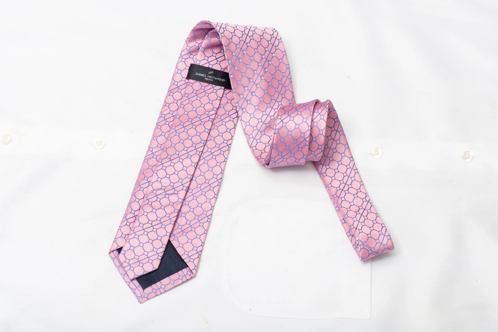Mauve Trellis On Pink Rhinestone Tie With SIlver Sparkles - Image 3