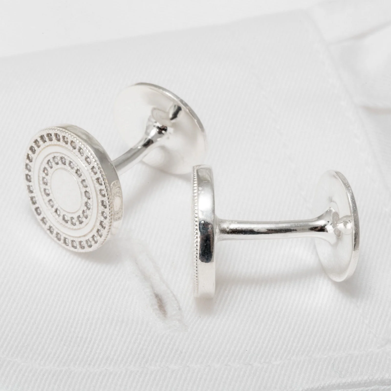 Men's Cuff Links Micro Setting CZ Stones 925 Sterling Silver Round Handmade - Image 3