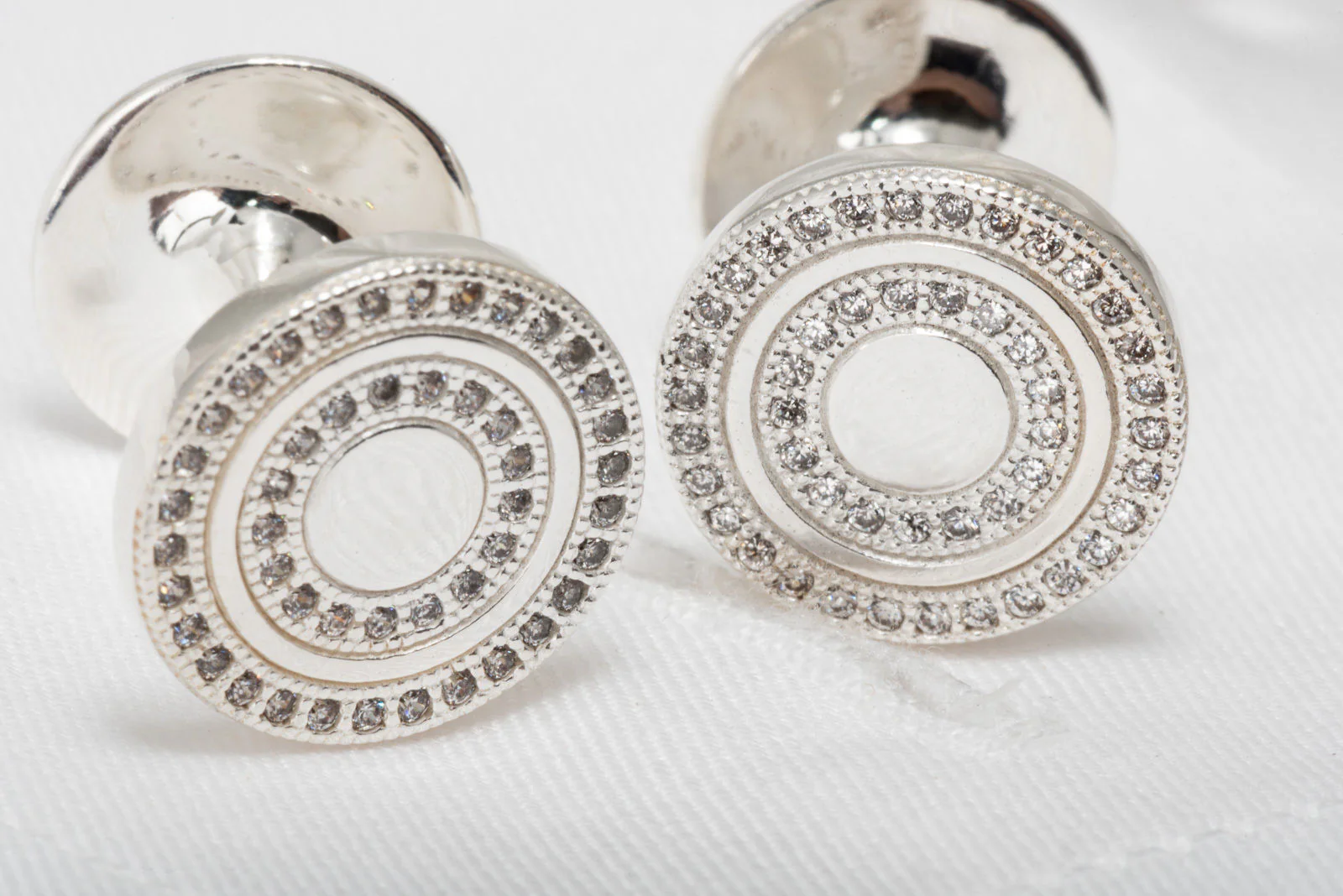 Men's Cuff Links Micro Setting CZ Stones 925 Sterling Silver Round Handmade - Image 4