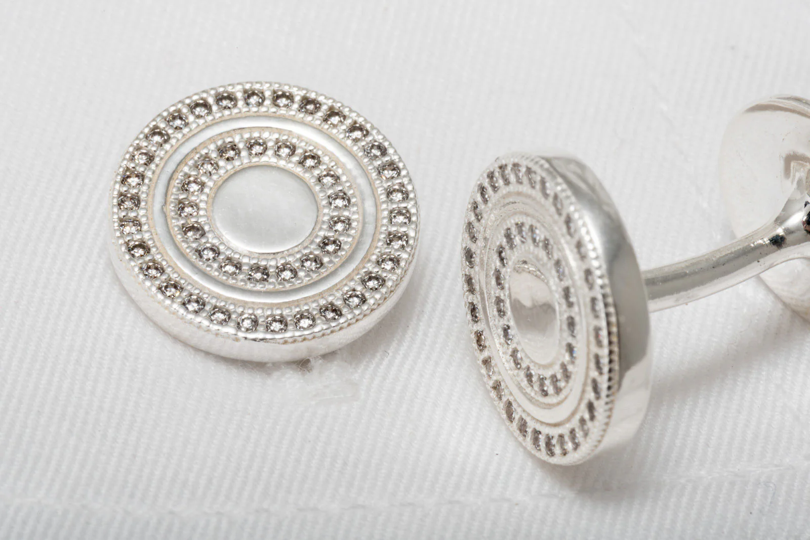 Men's Cuff Links Micro Setting CZ Stones 925 Sterling Silver Round Handmade - Image 7