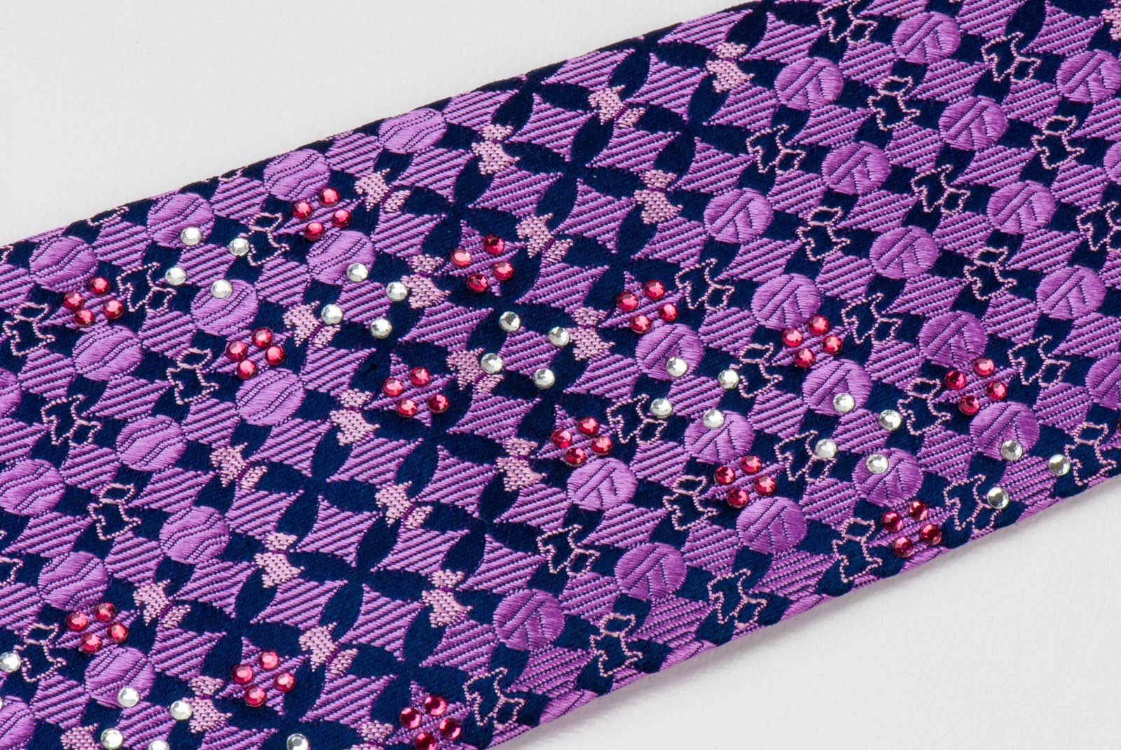 Metro City Men's Scottie Dog Silk Neck Tie Purple & Black With Rhinestones - Image 6