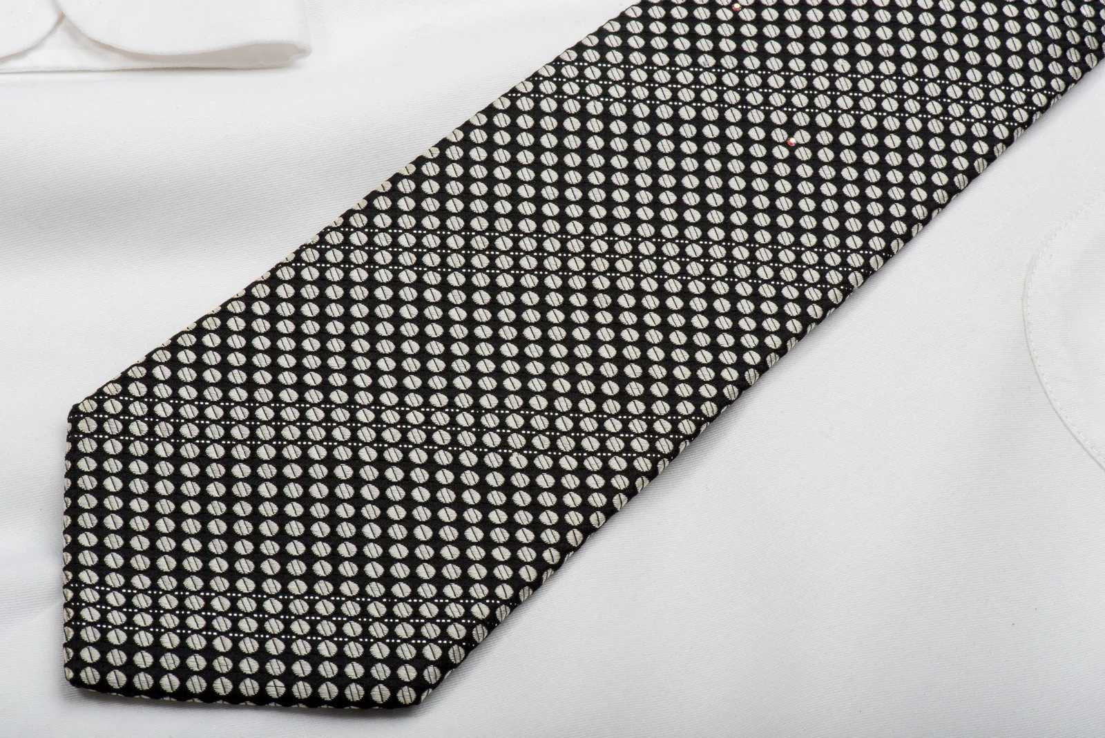 Metro City Rhinestone Silk Necktie Silver Dots On Black With Silver Sparkles - Image 3