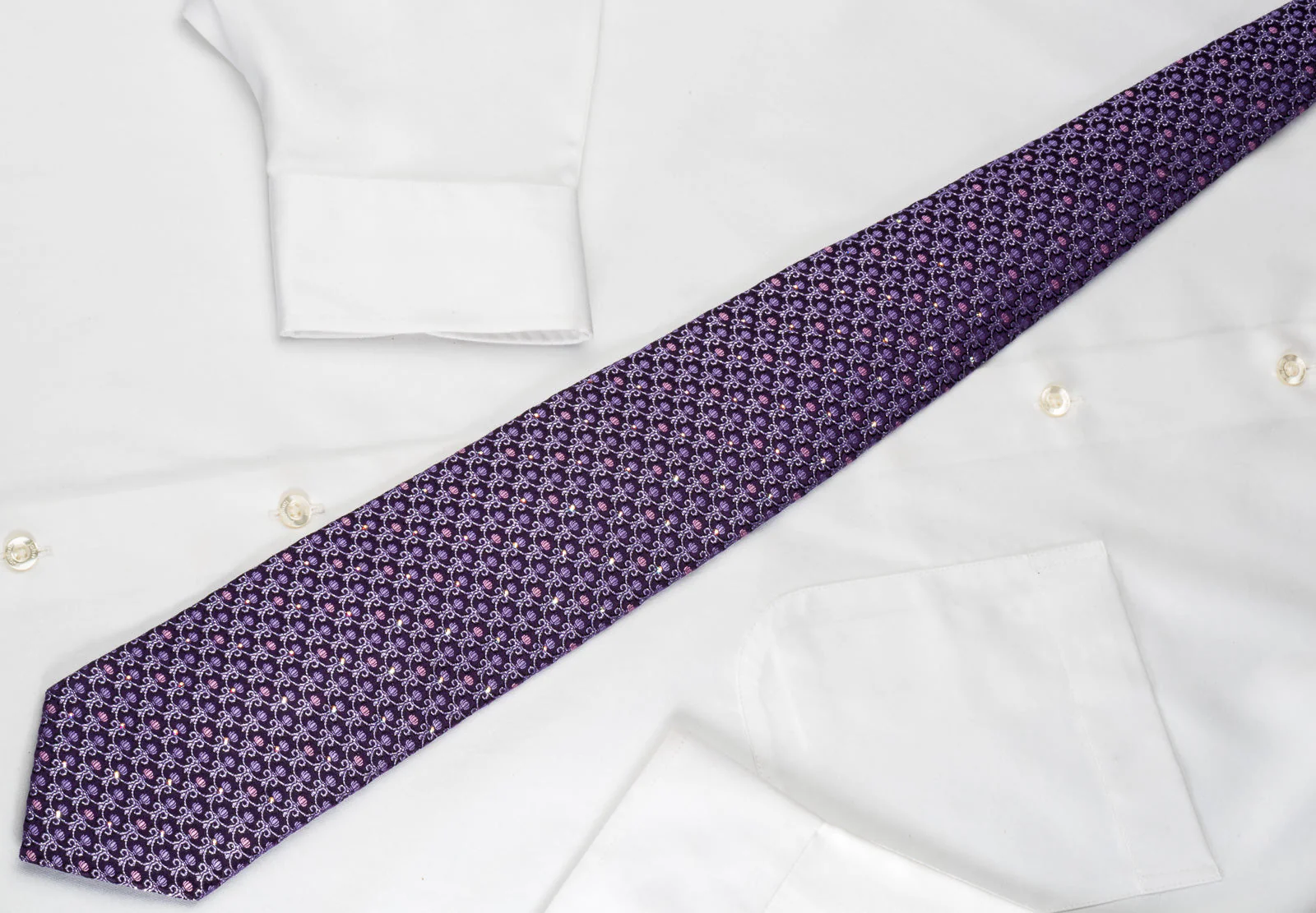 Mila Schon Bling Rhinestone Tie Cartouche On Purple With Silver Sparkles - Image 4