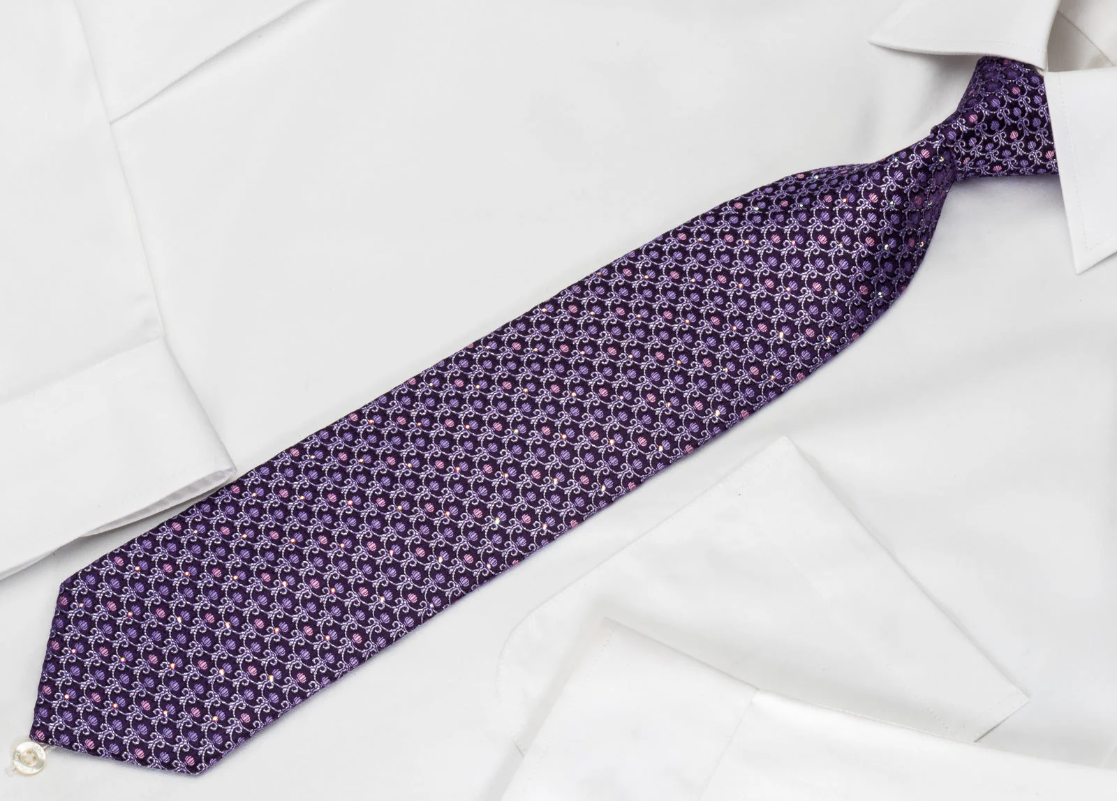 Mila Schon Bling Rhinestone Tie Cartouche On Purple With Silver Sparkles - Image 6