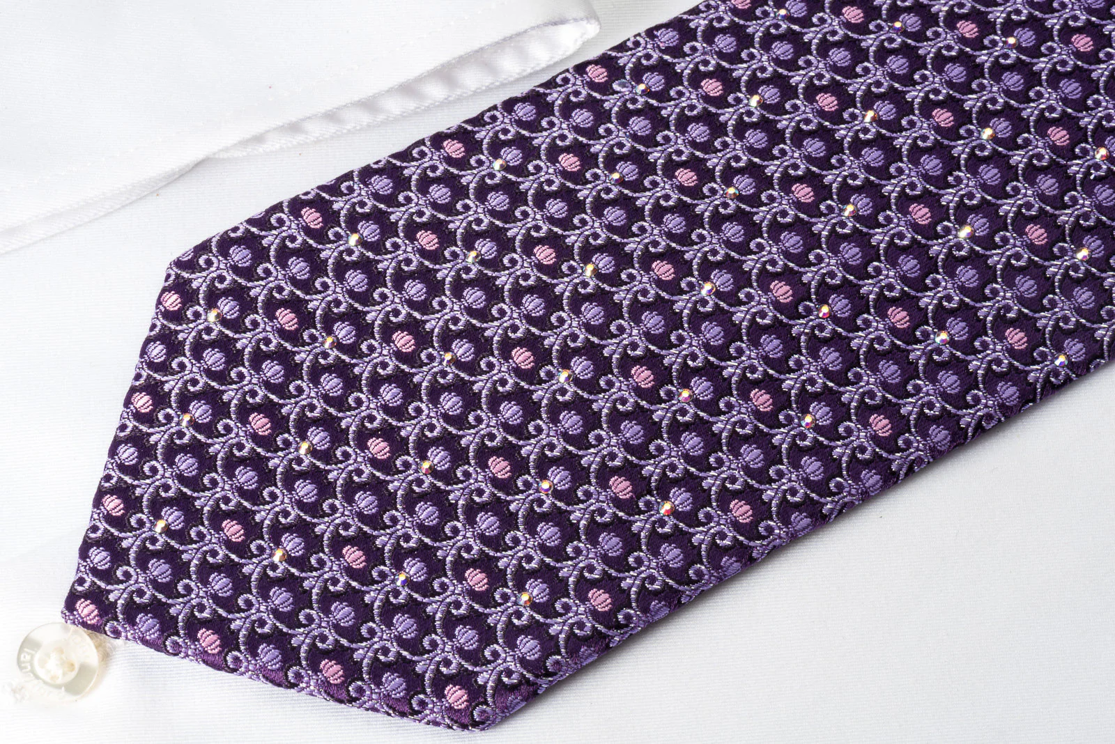 Mila Schon Bling Rhinestone Tie Cartouche On Purple With Silver Sparkles - Image 7
