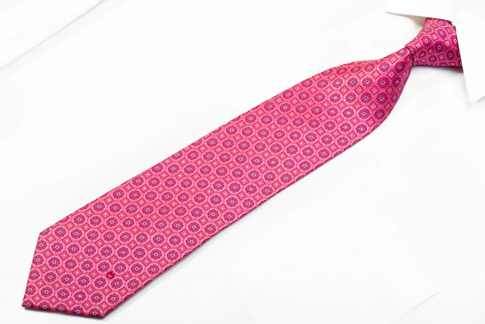 Mila Schon Men's Rhinestone Necktie Foulard On Pink With Sparkles - Image 3