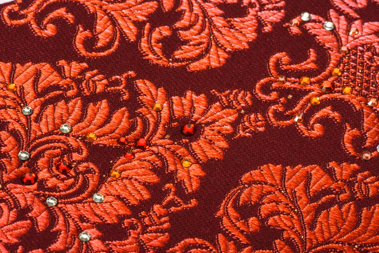 Mila Schon Rhinestone Necktie Damask On Red With Silver Sparkles - Image 6