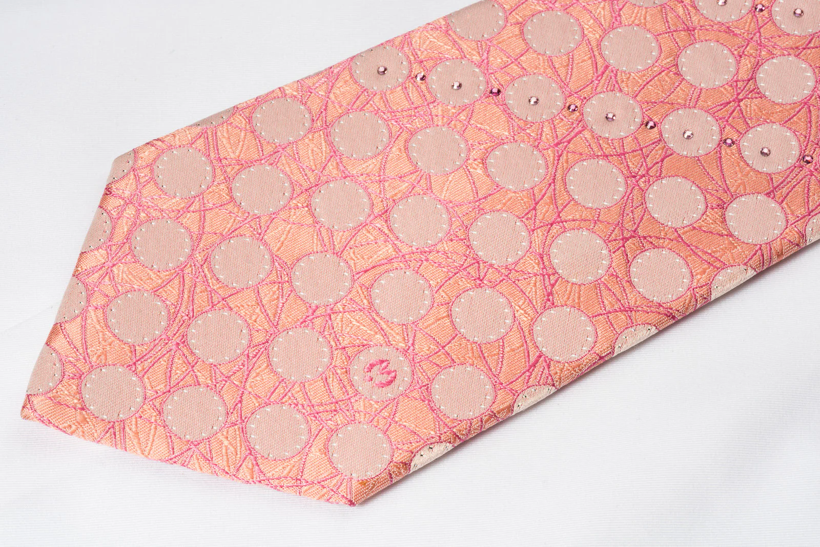 Mila Schon Rhinestone Necktie Dots On Pink With Silver Sparkles - Image 4