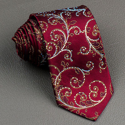 Nicole St Giles Golden Scrolls & White Rhinestones On Burgundy 3 1/4 Inch