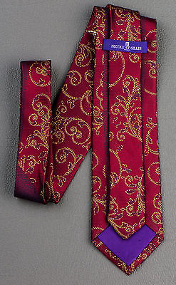 Nicole St Giles Golden Scrolls & White Rhinestones On Burgundy 3 1/4 Inch - Image 8