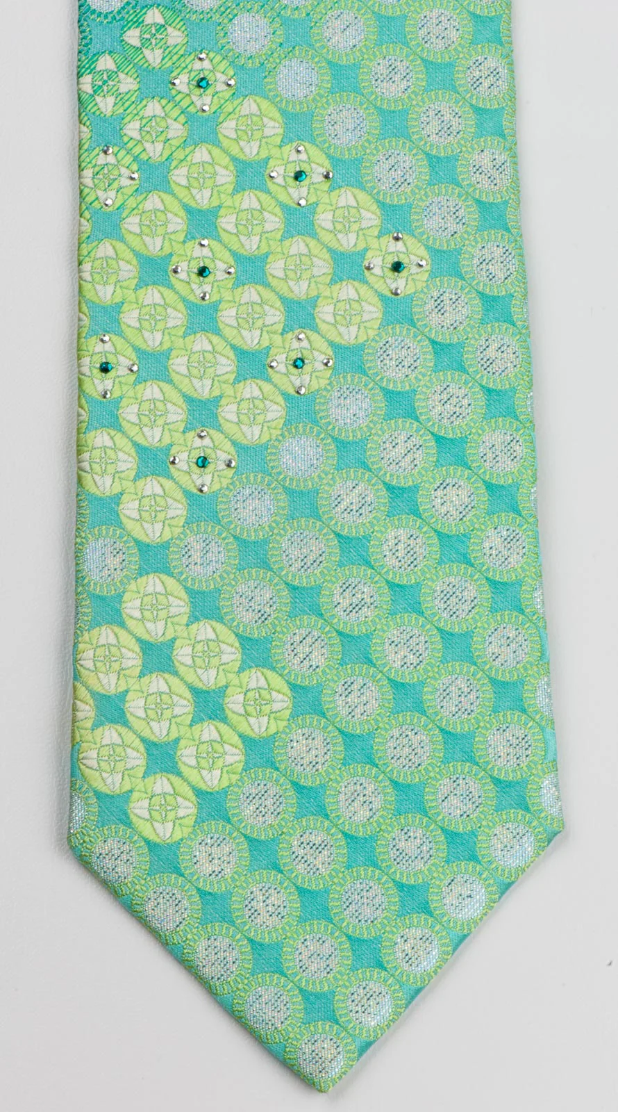 Nina Ricci Geometric Dots In Green With Metallic Silver Sparkles & Rhinestones - Image 2