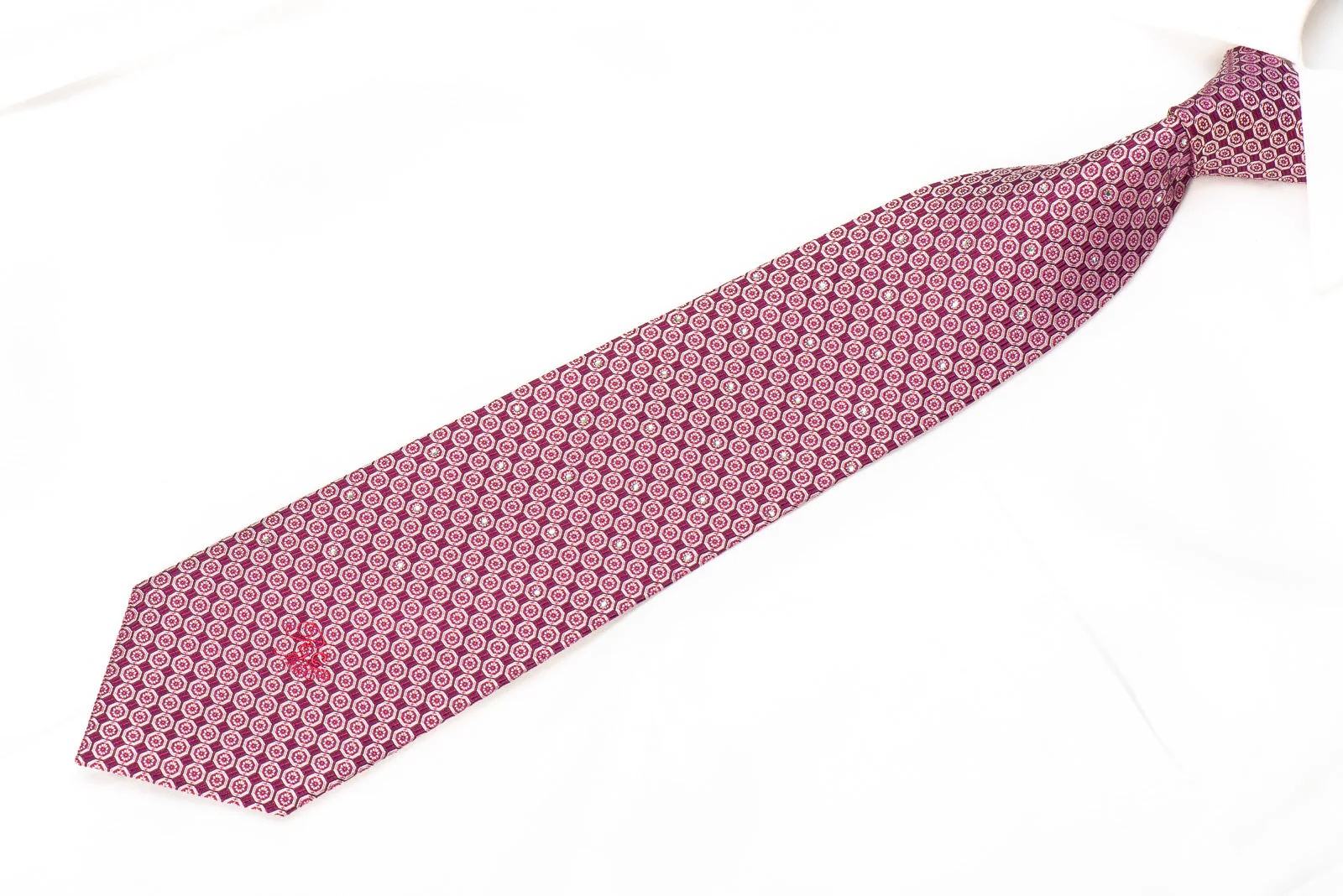 Nina Ricci Men's SIlk Tie Silver Geometric On Purple Sparkling With Rhinestones - Image 3