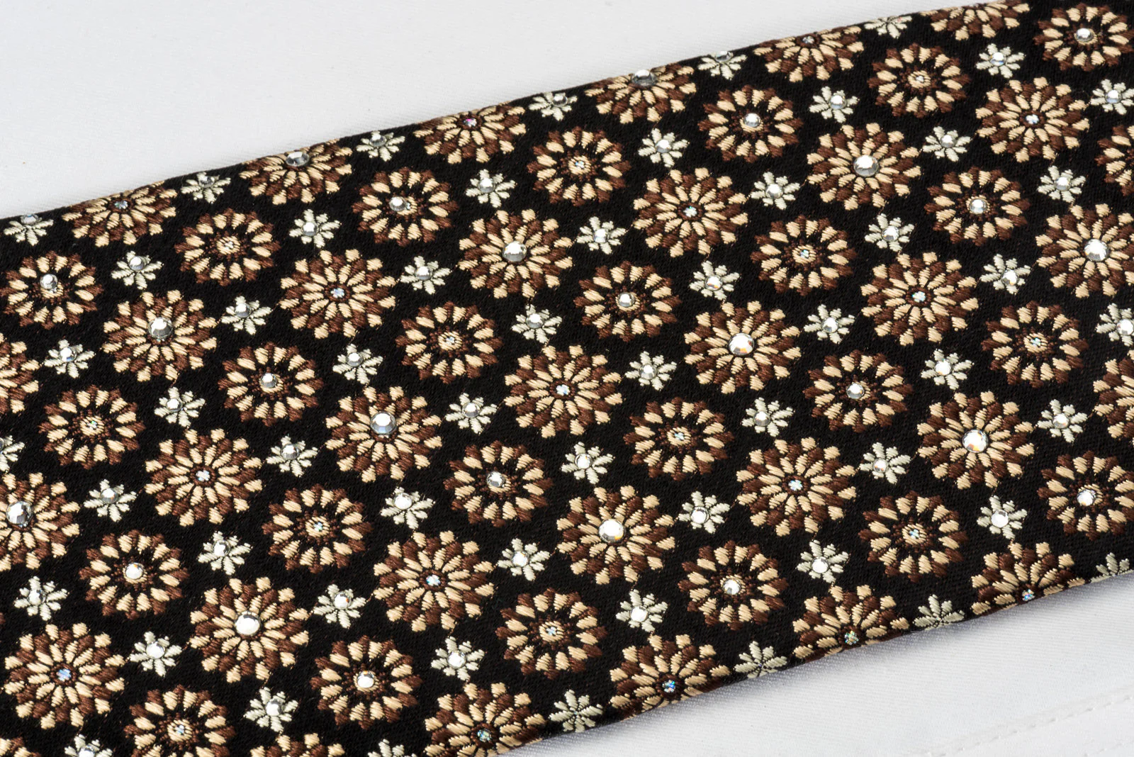Nina Ricci Rhinestone Tie Floral On Black With Silver Sparkles - Image 8