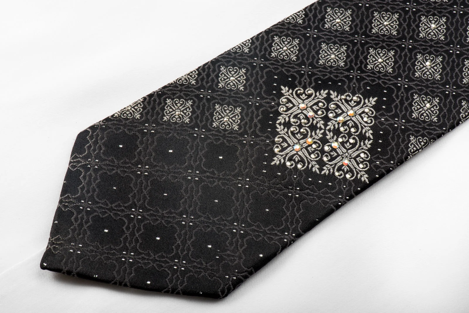 Paco Rabanne Men's Crystal Tie Silver Cartouche On Black With Silver Sparkles - Image 2