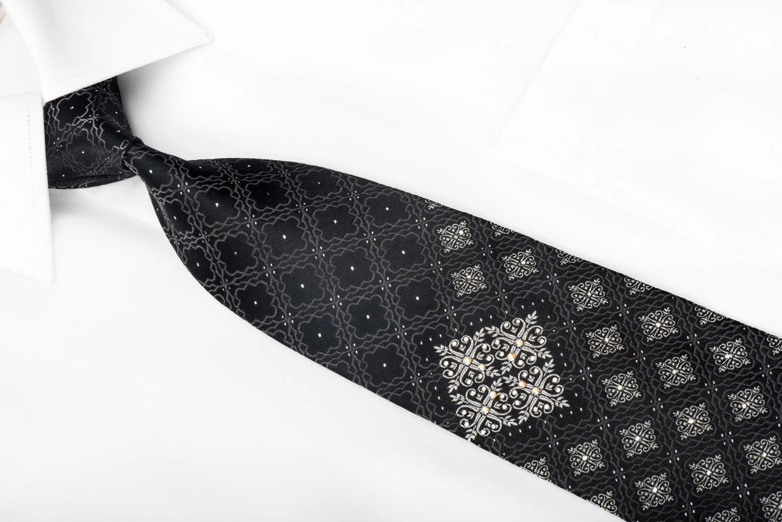 Paco Rabanne Men's Crystal Tie Silver Cartouche On Black With Silver Sparkles - Image 3