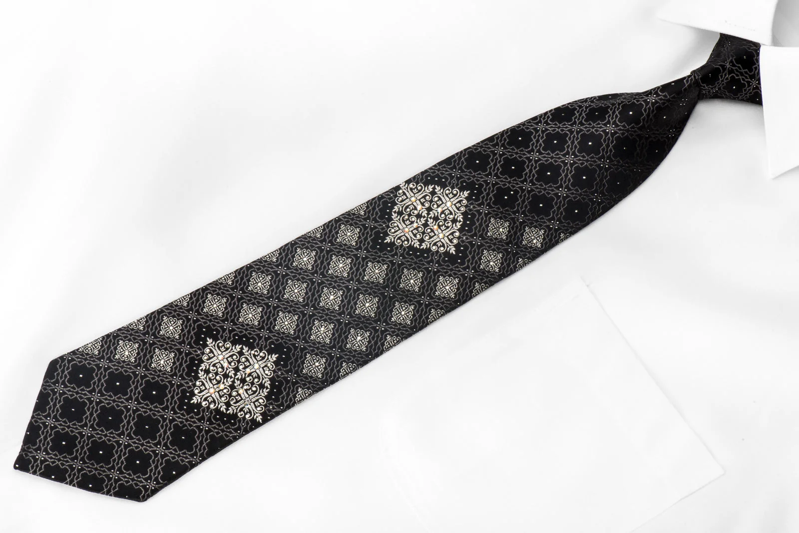 Paco Rabanne Men's Crystal Tie Silver Cartouche On Black With Silver Sparkles - Image 4