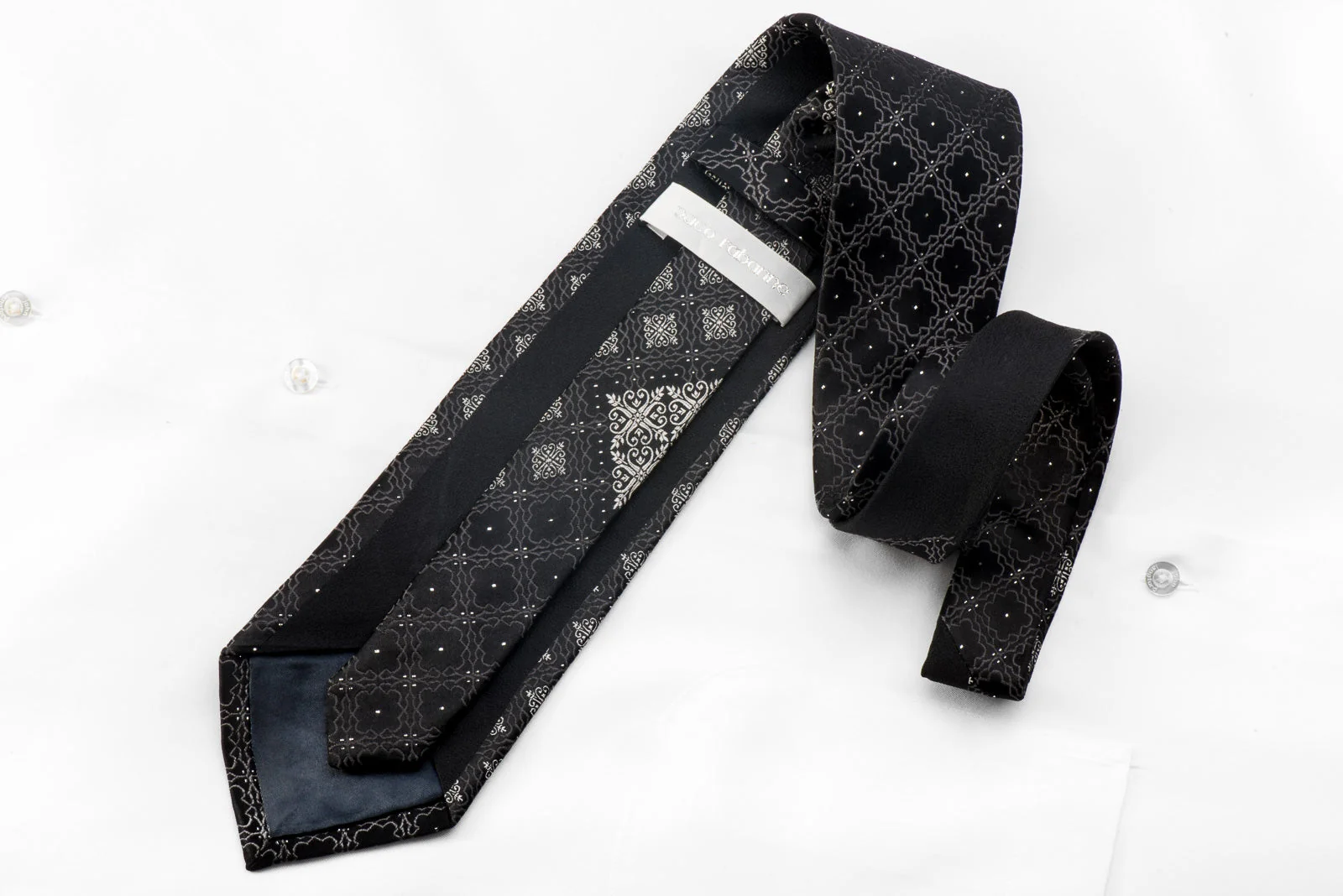 Paco Rabanne Men's Crystal Tie Silver Cartouche On Black With Silver Sparkles - Image 6