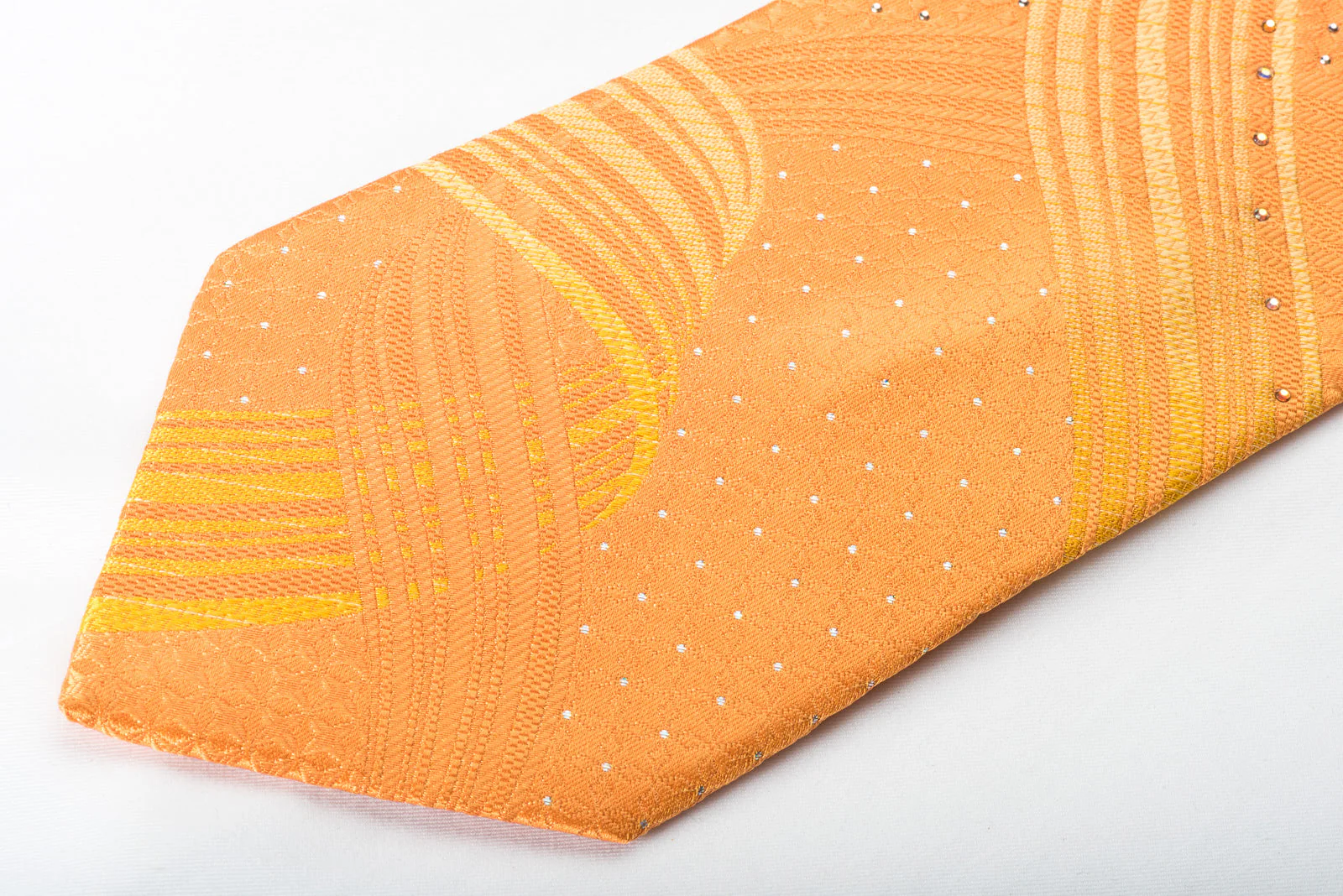 Paco Rabanne Silk Rhinestone Necktie Curles On Orange With Silver Sparkles - Image 2