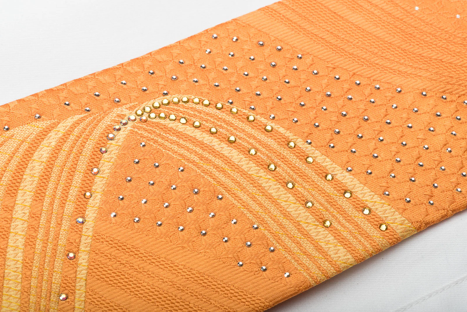 Paco Rabanne Silk Rhinestone Necktie Curles On Orange With Silver Sparkles - Image 3