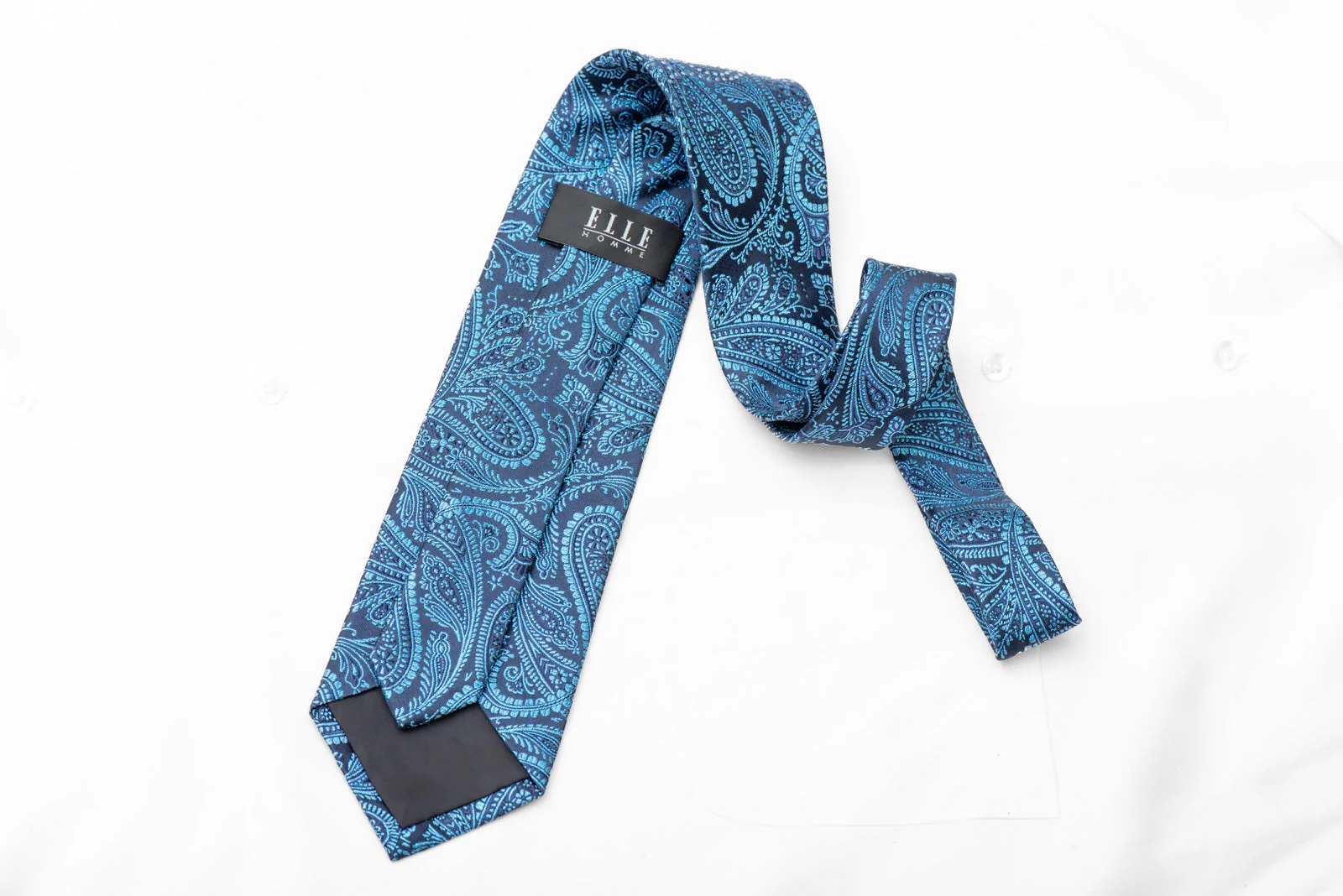 Paisley On Navy Blue Rhinestone Silk Necktie With Blue Sparkles - Image 5