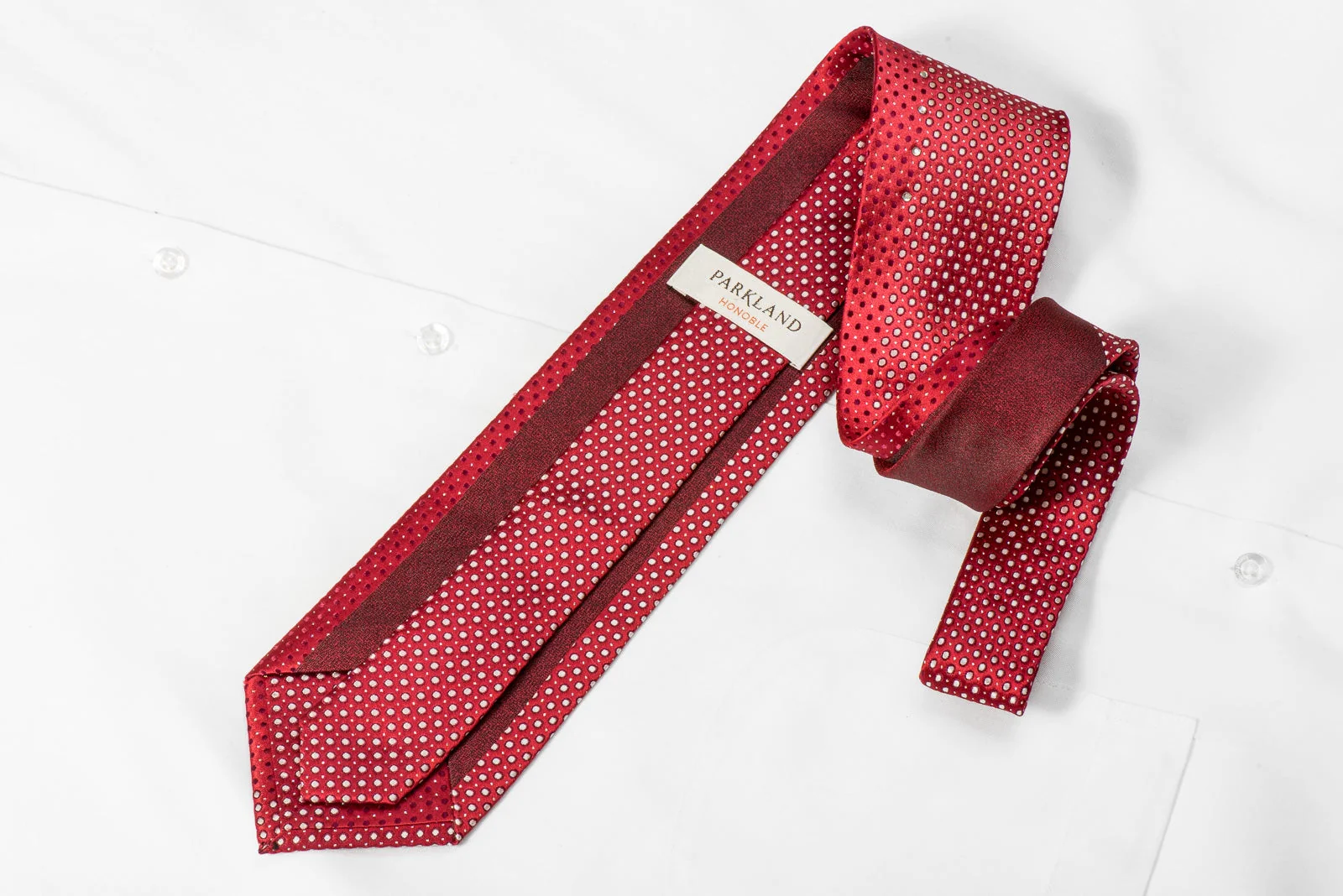 Parkland Men's Crystal Tie Silver Dots On Red With Silver Sparkles - Image 4