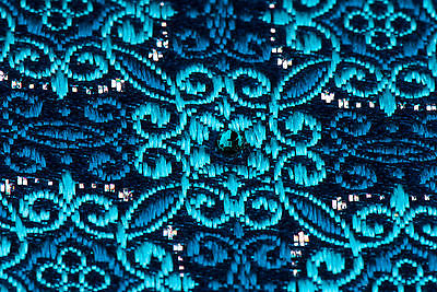 Perry Ellis Silk Necktie Turquoise Trellis & Silver On Black With Rhinestones - Image 7