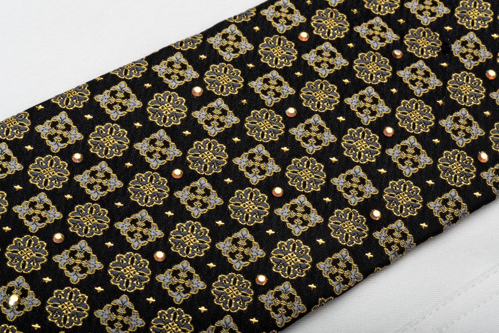 Cartouche Flur de Lis On Black With Rhinestones & Gold Sparkles - Image 4