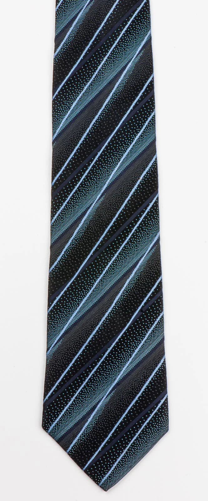 Pierre Cardin Men's Woven Silk Tie Blue Stripes On Black - Image 2