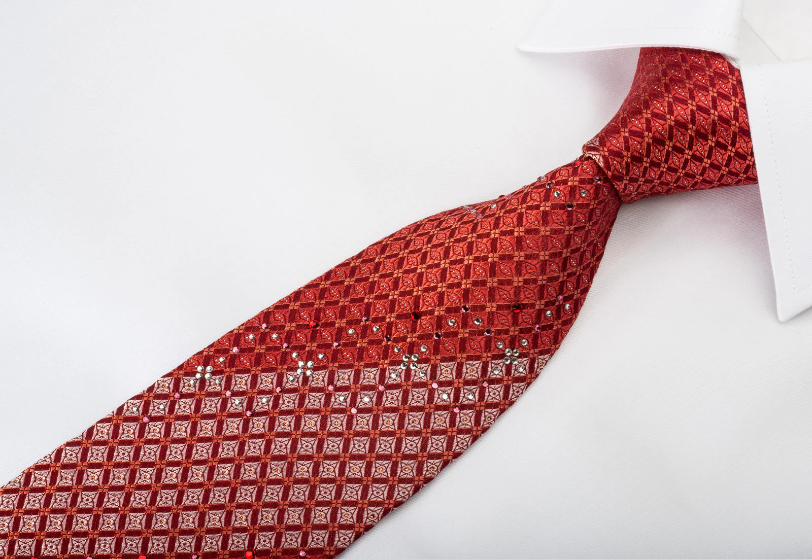 Pierre Cardin Rhinestone Burgundy Trellis On Crimson Red With Silver Sparkles - Image 4
