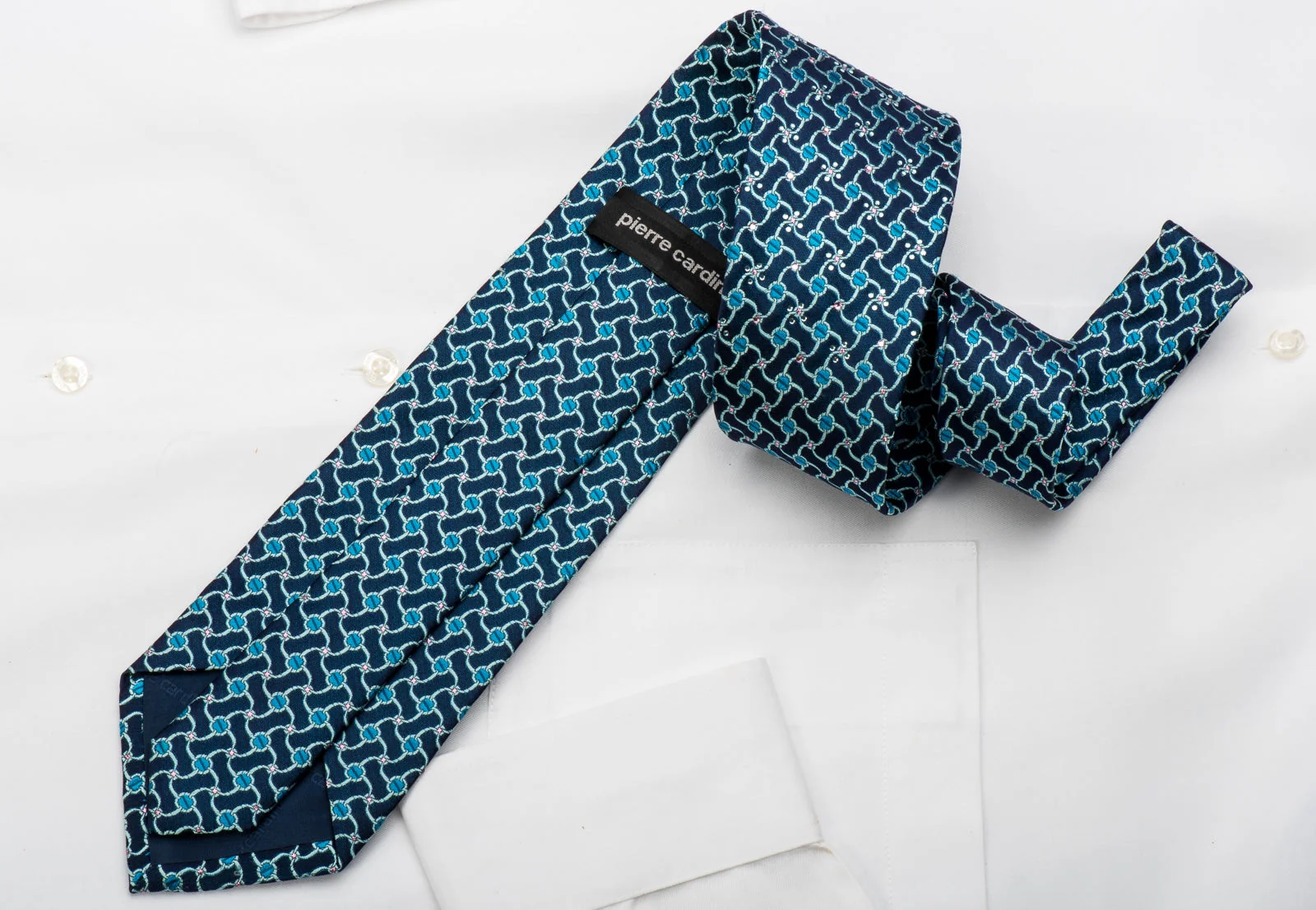 Pierre Cardin Rhinestone Necktie Trellis On Blue With Pink Sparkles - Image 4