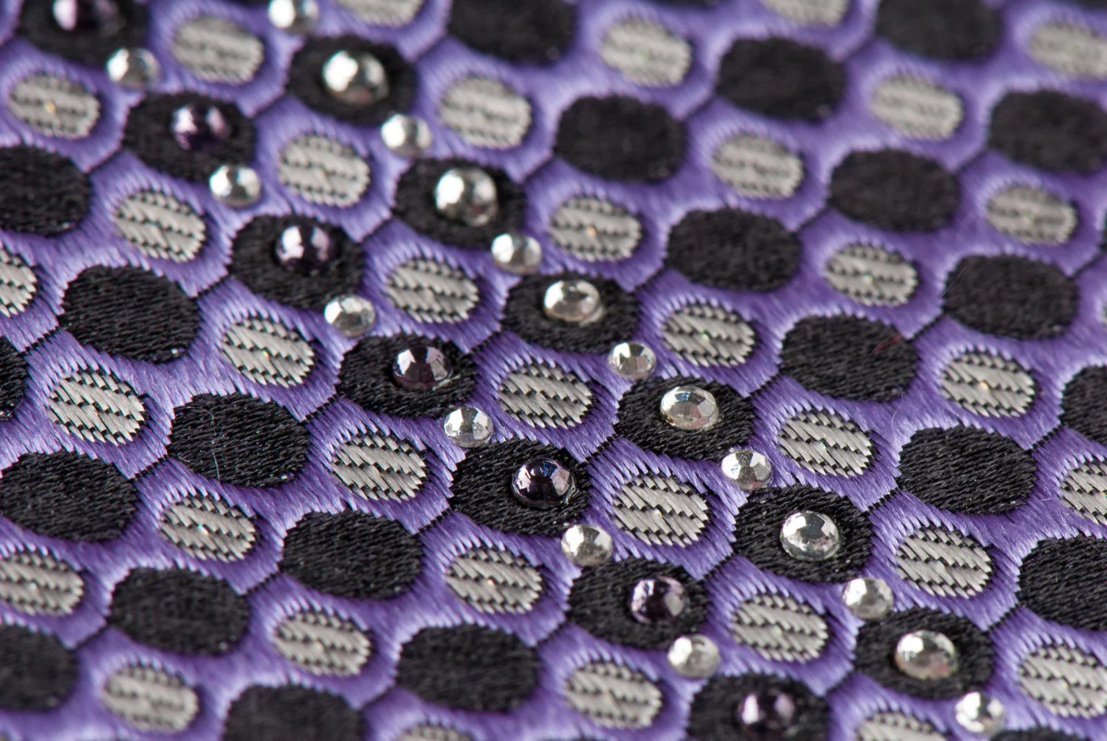 Pierre Cardin Rhinestone Silk Neck Tie Black Silver Dots On Mauve 3 1/4 Inch - Image 5