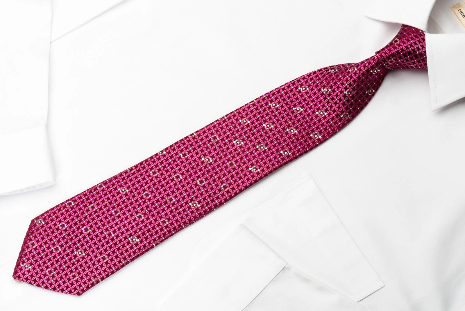 Pierre Cardin Rhinestone Tie Trellis On Purple With Silver Sparkles - Image 3