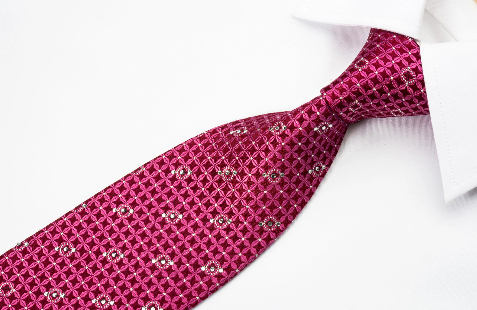 Pierre Cardin Rhinestone Tie Trellis On Purple With Silver Sparkles - Image 4
