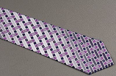 Pierre Cardin Silk Neck Tie Blue Purple Gray Weave Design With Rhinestones - Image 4