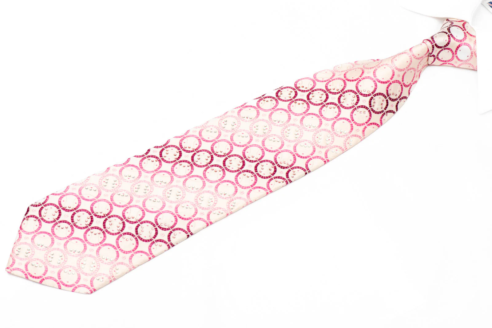 Pink Geometric Circles On Light Pink With Pink White Rhinestones & Pink Sparkles - Image 2