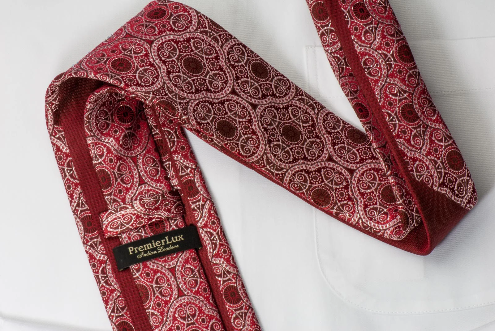 Premier Lux Rhinestone Necktie Silver Marrakesh Design On Burgundy With Silver Sparkles - Image 5